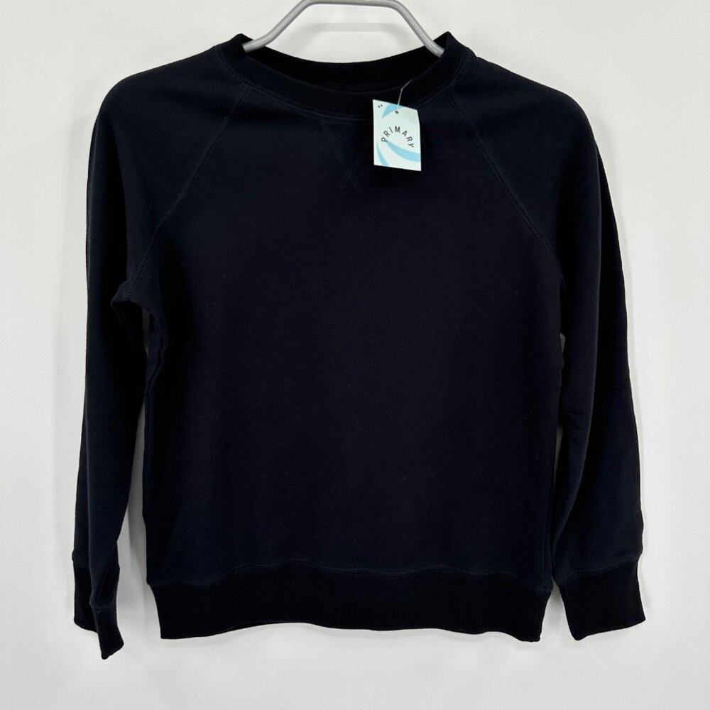 Primary Black French Terry Crew Neck Sweatshirt Kids 8-9 Cotton Pullover
